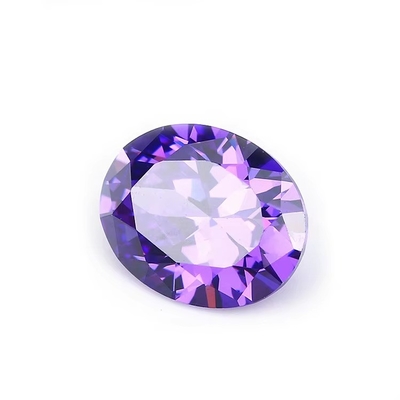 8x6 มม หินแท้ลอยหินแท้ยุโรปตัดด้วยเครื่อง เครื่อง Amethyst สี รูปทรงโอวาล ซินথেติก ซิรคอนีย์
