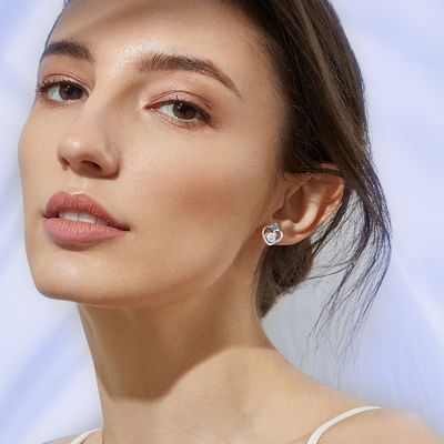11x9.5mm 1.5g ต่างหูหัวใจเงินแท้ 3A Silver Heart Studs SGS