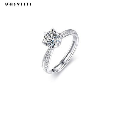 0.07oz 0.57in แหวนศรัทธาเงินแท้ ODM Round Cubic Zirconia Ring