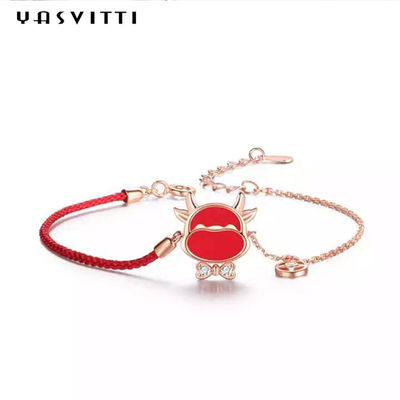19.5 ซม. 2.9 กรัมสร้อยข้อมือเครื่องประดับเงินแท้หัวใจ CZ สร้อยข้อมือสตริงสีแดง ODM