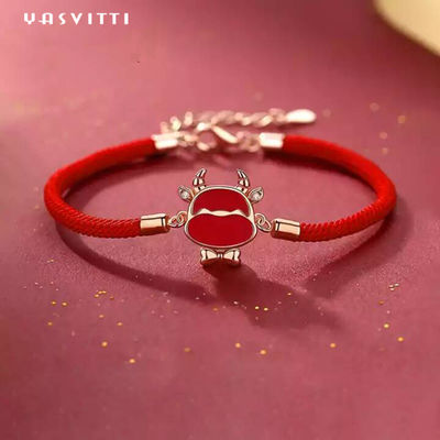 19.5 ซม. 2.9 กรัมสร้อยข้อมือเครื่องประดับเงินแท้หัวใจ CZ สร้อยข้อมือสตริงสีแดง ODM