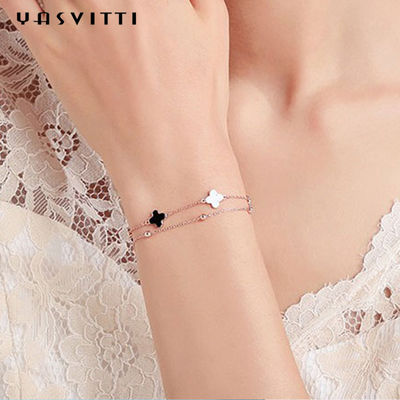20 ซม. 0.12 ออนซ์ Four Leaf Clover สร้อยข้อมือ 925 สร้อยข้อมือเงิน Slider ฟรี