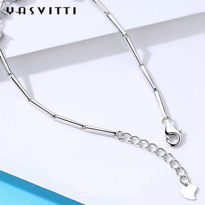 7.7in 0.15oz สร้อยข้อมือเครื่องประดับเงินสเตอร์ลิง SGS อินเทรนด์ Four Leaf Clover Bracelet