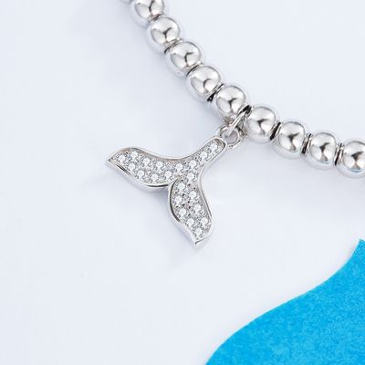 CZ 2 Gram19x0.35cm สร้อยข้อมือหางปลา Unisex Gift Silver Slider Bracelet