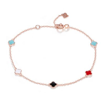 18cm 1.1g สร้อยข้อมือสี่ใบหางนางเงือกสร้อยข้อมือ Cubic Zirconia SGS