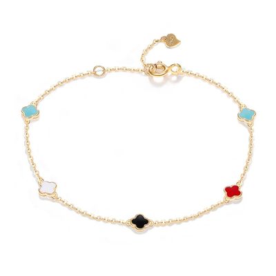 18cm 1.1g สร้อยข้อมือสี่ใบหางนางเงือกสร้อยข้อมือ Cubic Zirconia SGS