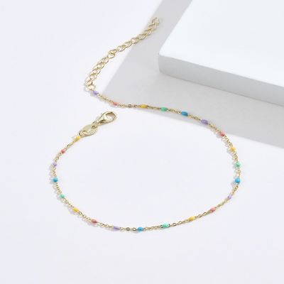 21.2 ซม. 0.8 กรัมสร้อยข้อมือสายรุ้งสีเงินสร้อยข้อมือ Unisex Cubic Zirconia สร้อยข้อมือ S925