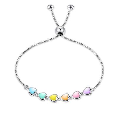 0.14oz 8.3in สร้อยข้อมือเงินแท้ 5A CZ Silver Ball Slider Bracelet