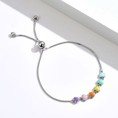 0.14oz 8.3in สร้อยข้อมือเงินแท้ 5A CZ Silver Ball Slider Bracelet