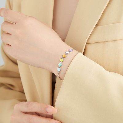 0.14oz 8.3in สร้อยข้อมือเงินแท้ 5A CZ Silver Ball Slider Bracelet