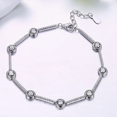 8.07in 5.4g สร้อยข้อมือเครื่องประดับเงินสเตอร์ลิง S925 5A สร้อยข้อมือกำไลข้อมือ