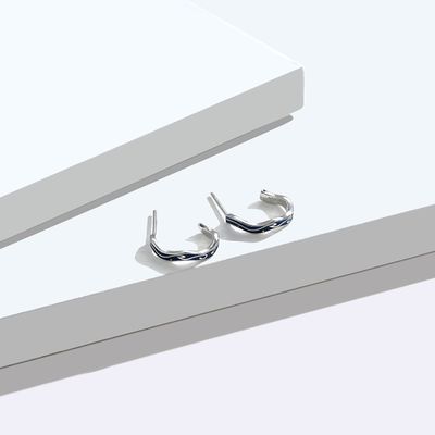 0.07oz 1.4x1.2cm ต่างหูเครื่องประดับเงินแท้ Blue Trendy Moon Star Earring