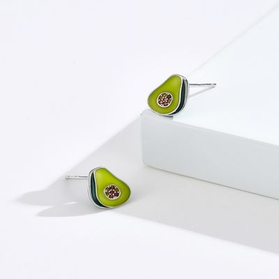 1.1x0.9cm 2.29g ต่างหูเครื่องประดับเงินต่างหู Unisex Avocado ต่างหู Studs