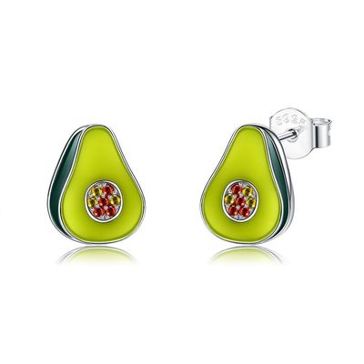 1.1x0.9cm 2.29g ต่างหูเครื่องประดับเงินต่างหู Unisex Avocado ต่างหู Studs