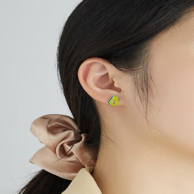 1.1x0.9cm 2.29g ต่างหูเครื่องประดับเงินต่างหู Unisex Avocado ต่างหู Studs