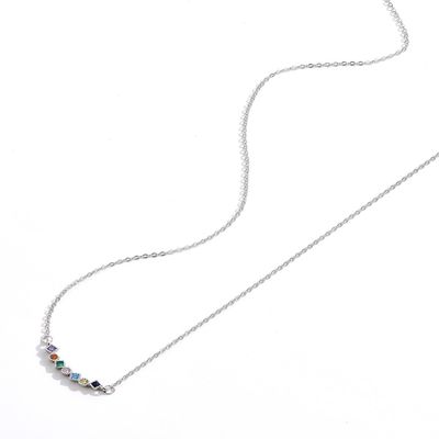 45.5cm 0.07oz สร้อยคอเงินโซ่ 5A Cubic Zirconia สร้อยคอบุรุษ