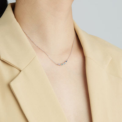 45.5cm 0.07oz สร้อยคอเงินโซ่ 5A Cubic Zirconia สร้อยคอบุรุษ