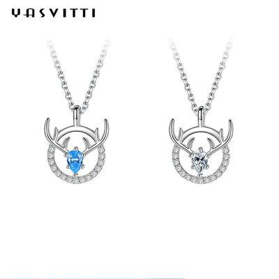 15.7in 8g สร้อยคอเครื่องประดับเงินคู่รักจี้กวางเขากวาง ODM