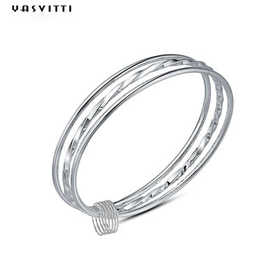 วงกลม 5.8 ซม. 23g สร้อยข้อมือคริสตัลสีเงิน สร้อยข้อมือกำไลข้อมือคริสตัลโรเดียม Boho SGS