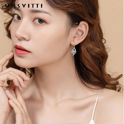 0.16 ออนซ์ 31x11 มม. ต่างหูห้อยหัวใจสีเงิน 5A CZ ต่างหูเพทายสีฟ้า