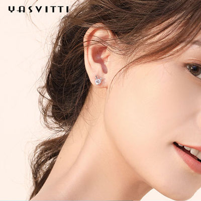 เครื่องประดับคริสต์มาสของขวัญแฟชั่นต่างหูกวางขนาดเล็กบุคลิกภาพสีฟ้า Rhinestone หรูหราสุภาพสตรีต่างหู Jewelry
