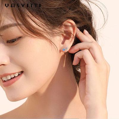 Simple Angel Wings ผีเสื้อสีฟ้าน่ารัก Minimalist Trend เครื่องประดับต่างหูสตั๊ด