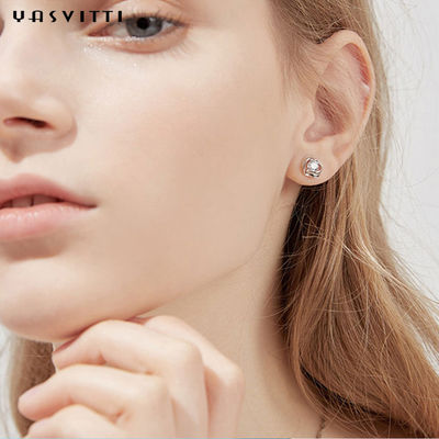 Lucky Flower Zircon Clover Crystal Diamond Stud Earrings