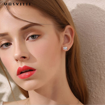 Lucky Flower Zircon Clover Crystal Diamond Stud Earrings