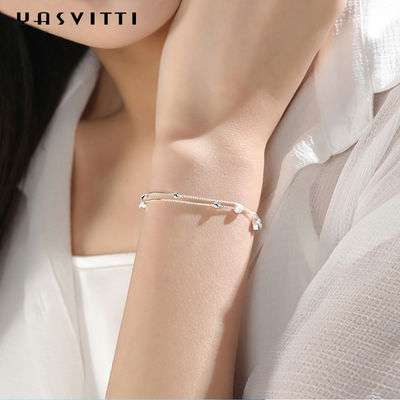 20.5cm 3gram สร้อยข้อมือเครื่องประดับเงินแท้สร้อยข้อมือเงินลูกเลื่อน ODM