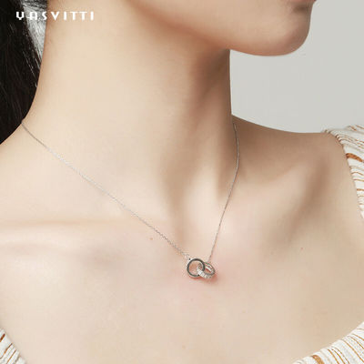 สร้อยคอโซ่เงิน 6.7X8.2mm 2.08g 18k แผ่น Double Loop Necklace