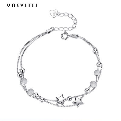 0.99m 0.14oz สร้อยข้อมือเครื่องประดับเงินแท้ cZ Four Leaf Rose Gold Bracelet