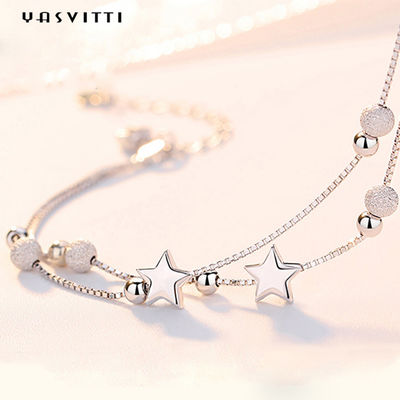 0.99m 0.14oz สร้อยข้อมือเครื่องประดับเงินแท้ cZ Four Leaf Rose Gold Bracelet