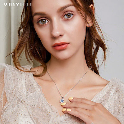 1.2x2cm 2.2g สร้อยคอเครื่องประดับเงินแท้ S925 Heart Six Pointed Star Necklace