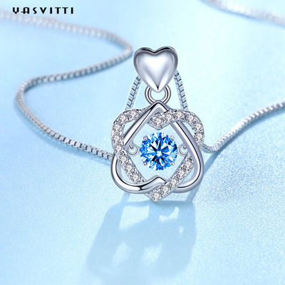 1.2x2cm 2.2g สร้อยคอเครื่องประดับเงินแท้ S925 Heart Six Pointed Star Necklace