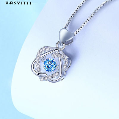 1.2x2cm 2.2g สร้อยคอเครื่องประดับเงินแท้ S925 Heart Six Pointed Star Necklace