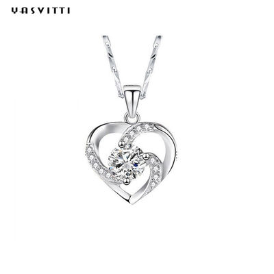 210mm 0.15oz 14k Gold Gemstone Crystal Necklace Festival จี้หัวใจเงิน ODM