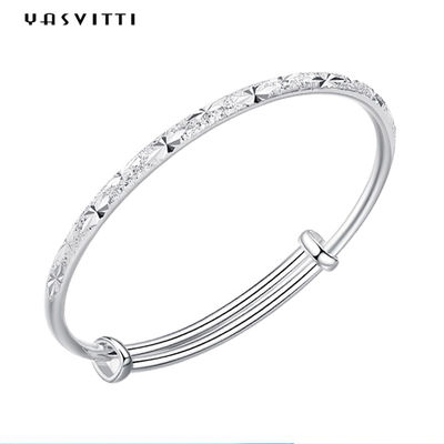 9.84in 0.16oz สร้อยข้อมือเครื่องประดับเงินแท้ Push Pull Womens Adjustable Bracelet