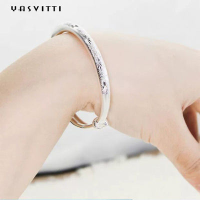 9.84in 0.16oz สร้อยข้อมือเครื่องประดับเงินแท้ Push Pull Womens Adjustable Bracelet