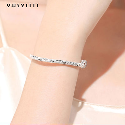 9.84in 0.16oz สร้อยข้อมือเครื่องประดับเงินแท้ Push Pull Womens Adjustable Bracelet
