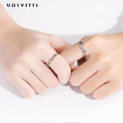 0.07oz 0.14cm แหวนเครื่องประดับเงินสเตอร์ลิง SGS Platinum Plated Sterling Silver