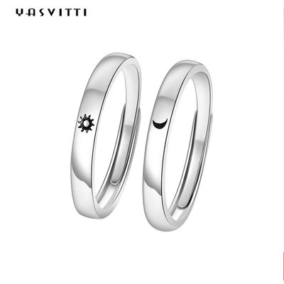 2gram 0.07oz Sun And Moon Rings 3A zircon Simple Sterling Silver Ring