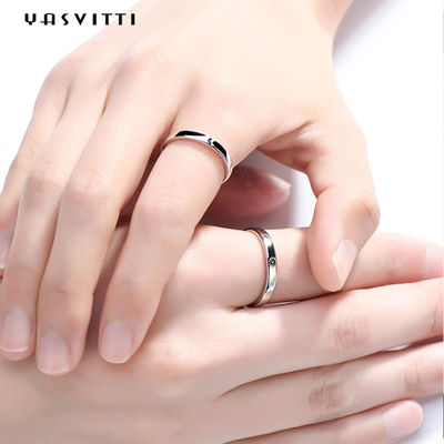 2gram 0.07oz Sun And Moon Rings 3A zircon Simple Sterling Silver Ring