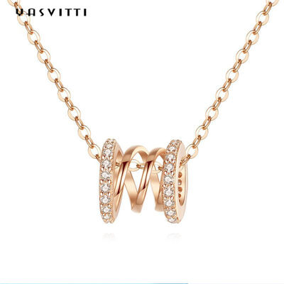 2.64g 40 ซม. วันเกิดเพชร Studded สร้อยคอ Clavicle เอว 18k จี้เงินแท้