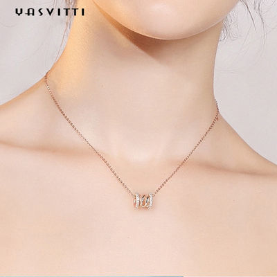 2.64g 40 ซม. วันเกิดเพชร Studded สร้อยคอ Clavicle เอว 18k จี้เงินแท้