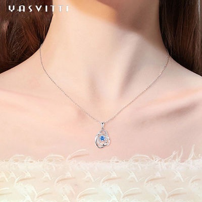 1.1 กรัม 16.76 มม. สร้อยคอเครื่องประดับเงินแท้ 5A CZ สร้อยคอหินไพลิน