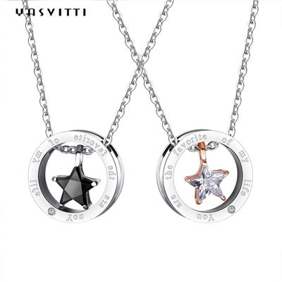 6.3in 316L SS สร้อยคอเครื่องประดับเงินแท้ 1.3g Star Diamond Necklace
