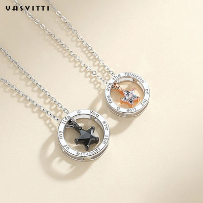 6.3in 316L SS สร้อยคอเครื่องประดับเงินแท้ 1.3g Star Diamond Necklace