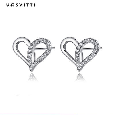 7.7x9.5mm 1.1g ต่างหูหัวใจเงินแท้ Platinum Plated Silver Ear Drops