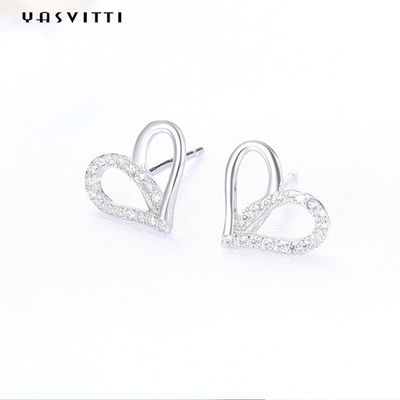 7.7x9.5mm 1.1g ต่างหูหัวใจเงินแท้ Platinum Plated Silver Ear Drops