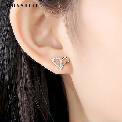 7.7x9.5mm 1.1g ต่างหูหัวใจเงินแท้ Platinum Plated Silver Ear Drops